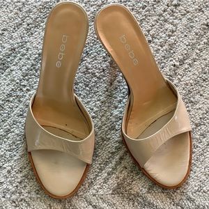 Camel colored slip-on High-Heeled Mules